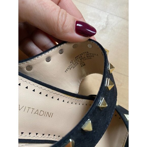 Adrienne Vittadini "Anisette" slide Sandal Mule black sz 6M block heel studded - Picture 3 of 7